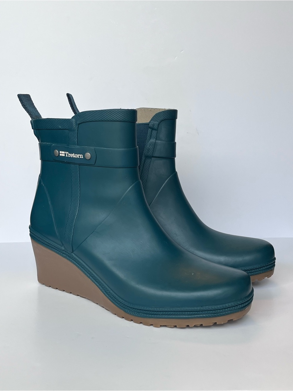 TRETORN Emma Wedge Rain Boots Teal Green Gum Sole Women’s EU 37 US 6-6.5